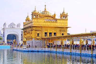 Amritsar, home to the sacred Golden Temple, a serene Sikh pilgrimage site.