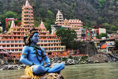 Rishikesh, the yoga capital of the world along the serene Ganges River.