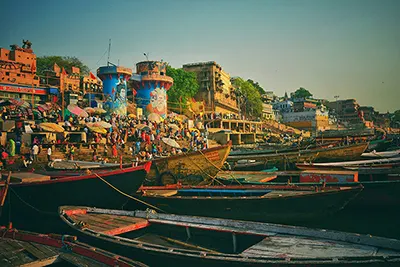Varanasi, India’s spiritual capital on the sacred banks of the Ganges River.