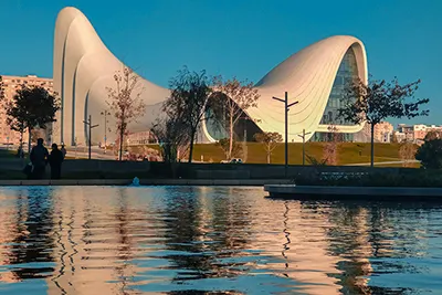 Azerbaijan, the land of fire blending modern architecture and ancient traditions.