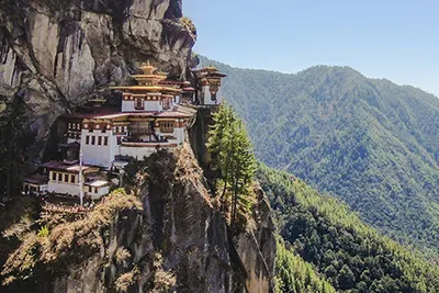 Bhutan, the peaceful Himalayan kingdom known for monasteries and Gross National Happiness.