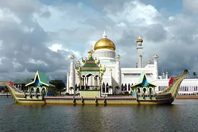 Brunei, a serene sultanate on Borneo known for mosques and rainforests.